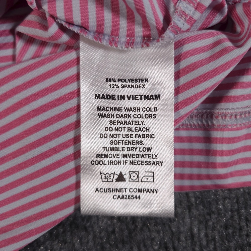 FootJoy Mens Large Pink White Striped Performance Stretch Golf Polo Short Sleeve - Picture 4 of 8